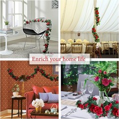 4 Pack Artificial Rose Vine Garland Fake Roses Flowers Plants Vines Hanging
