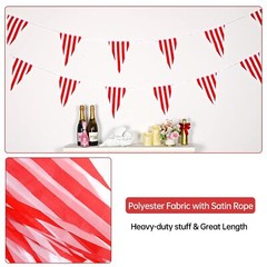170ft 120pcs Red and White Striped Pennant Banner Carnival Circus Decorations…