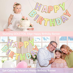 Happy Birthday Banner – 9Ft Pre-Strung Happy Birthday Sign for Women, Men, Girls