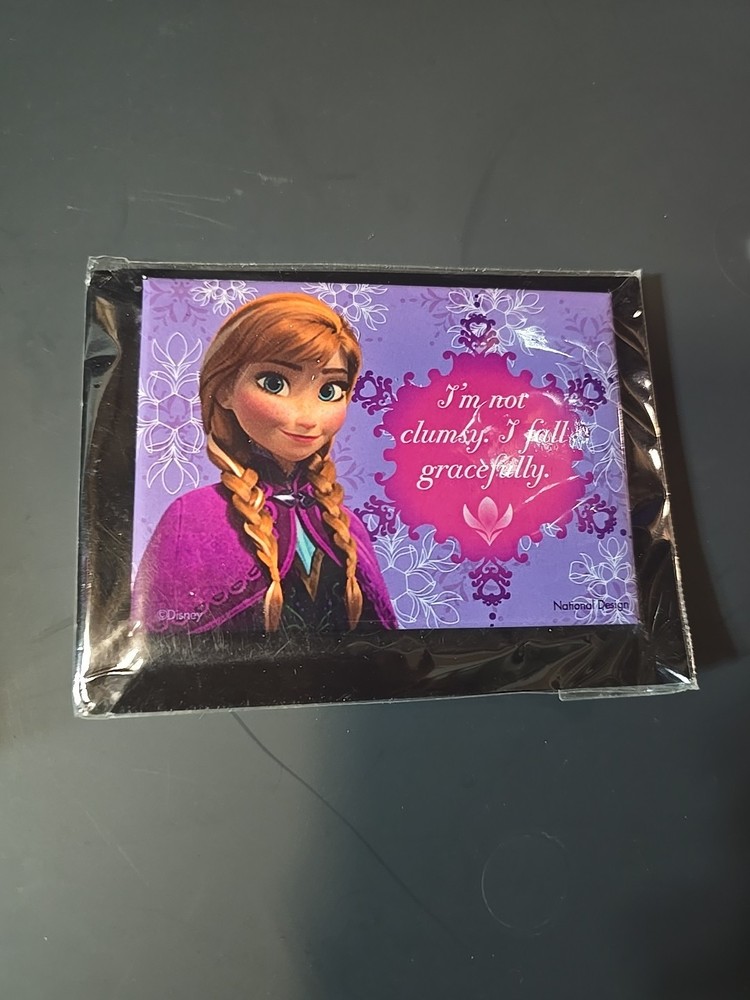 2 Disney’s Frozen Anna I’m Not Clumsy Magnet 3.5 in x 2.5 in NEW!