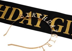 Chic Gold Satin Sash and Crown – Perfect for 16th, 21st, 30th Birthdays