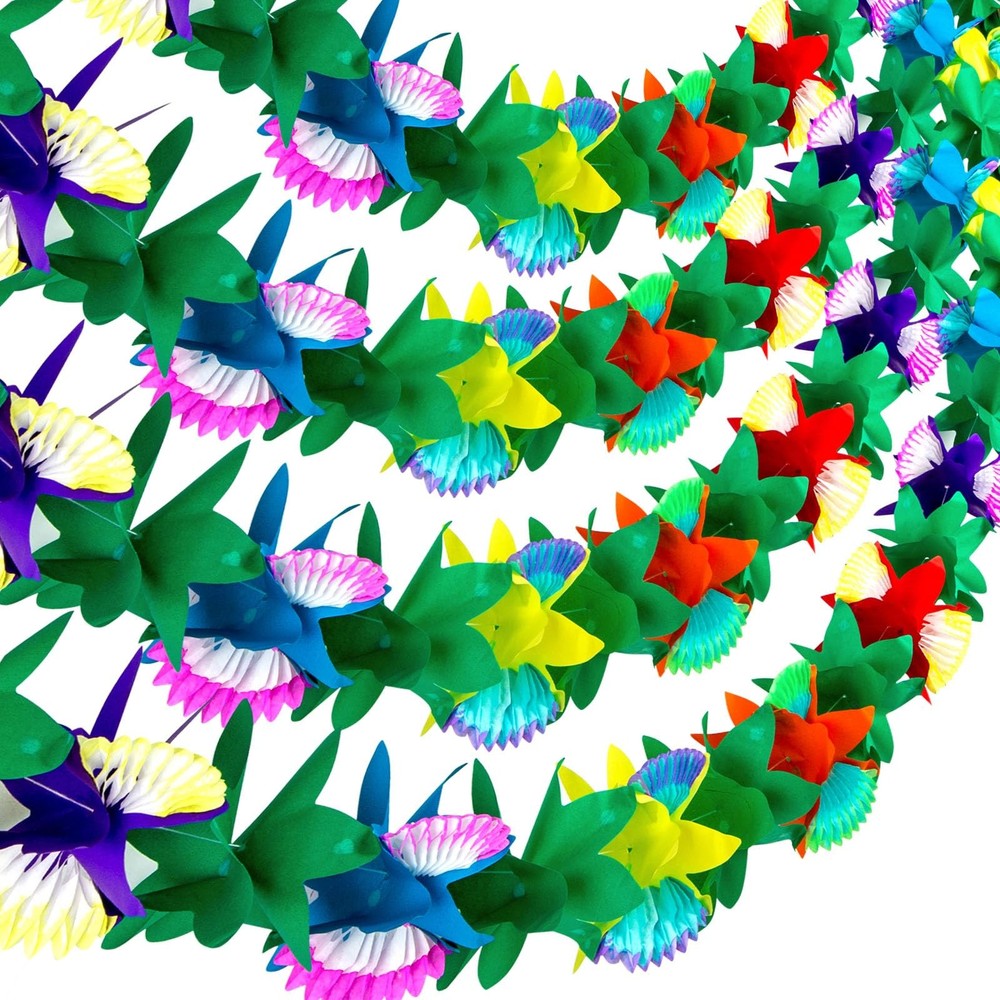 FUTUREPLUSX 4PCS Tropical Hawaiian Garland Luau Party 4 pack, Medium