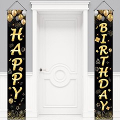 Happy Birthday Banner Decorations for Men Women Boys Girls, Black Gold Party …