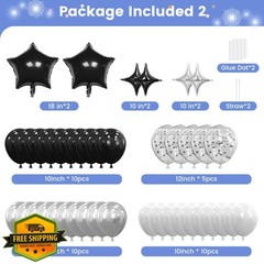 Ashmole 23th Birthday Banner Balloons Black Silvery