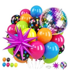 Neon Balloons, 80s 90s Disco Hot Pink Yellow Neon Dot Blue Green Orange