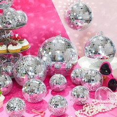25 Pc Silver Mirror Disco Balls Set for Party Decor