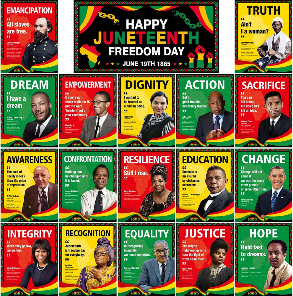 Juneteenth Decorations, 21Pcs Juneteenth Posters, Motivational Inspirational Cla