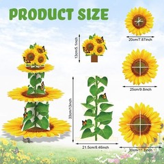 Sunflower Cupcake Stand Sunflower Party Decorations Supplies 3 Tier Summer Ye…