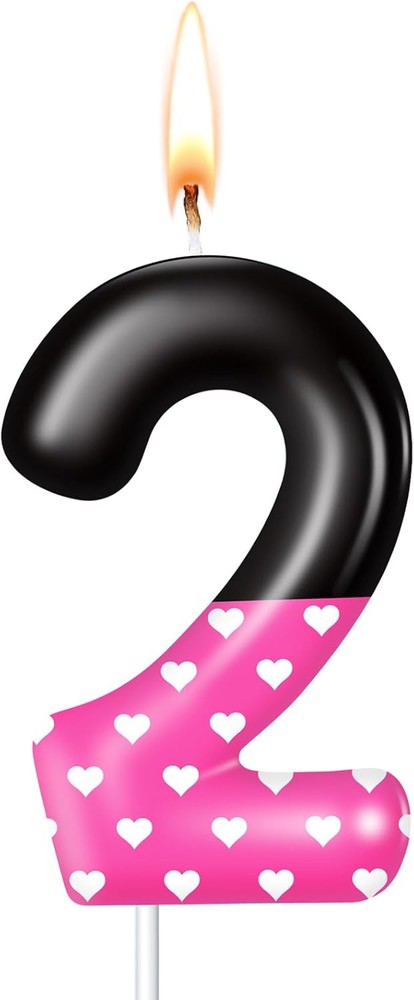 MTLEE Pink Mouse Birthday Candle 1st 2nd 3rd Black black, pink, white