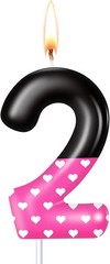 MTLEE Pink Mouse Birthday Candle 1st 2nd 3rd Black black, pink, white