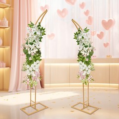 2Pcs Metal Wedding Arch Backdrop Flower Stand Balloon Stand Party Event Decor