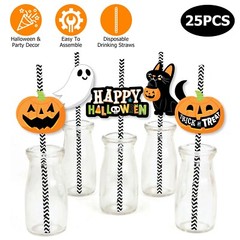 25Pcs Drinking Straws Halloween Charms Straws Gathering Drinks Straws Halloween