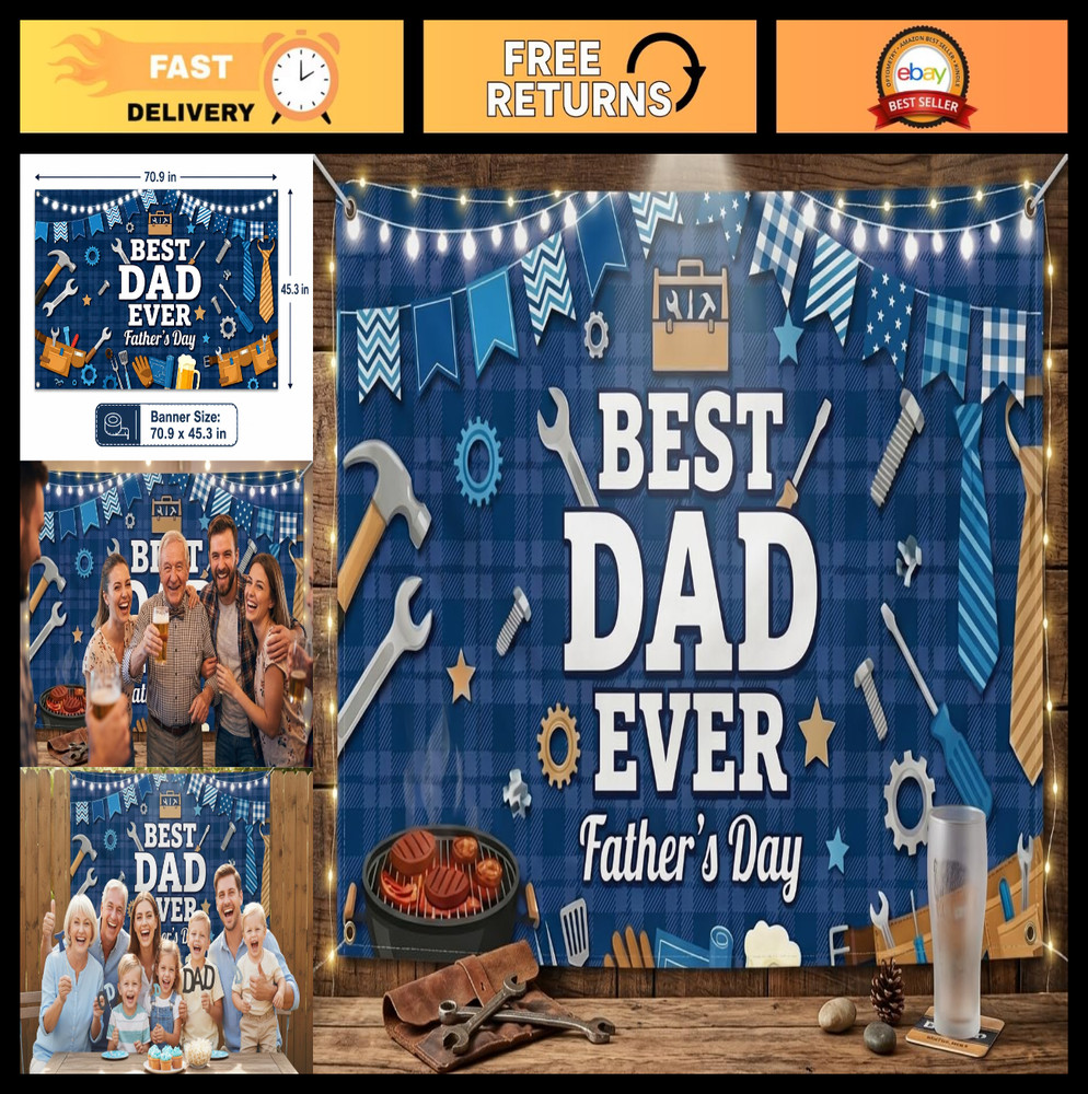 Large Father’s Day Banner 70.9×45.3in – Photo Backdrop for Indoor/Outdoor Decor