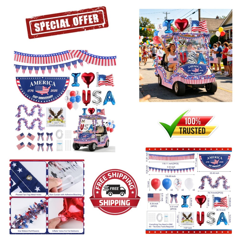 Transform Your Golf Cart with This 250th Anniversary Patriotic Decoration Set