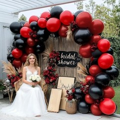 Black Red Balloon Garland Double Stuffed Burgundy Black Balloons Maroon Ruby …