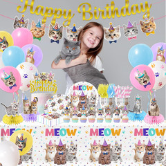 Cat Birthday Decorations 189pcs Party Supplies Set Plates Cups Balloons