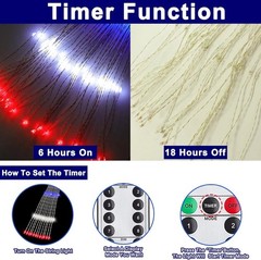 4th of July 250th Anniversary Patriotic Lights with Timer Outdoor Decorations
