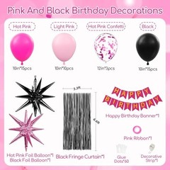 Hot Pink and Black Birthday Decorations with Black Light Hot Pink Confetti