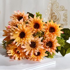 11-Piece Silk Chrysanthemum Flower Bouquet 41cm for Modern Interior Decoration