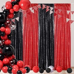 Black Sequin Backdrop Curtains, 2 Panels 2FTx8FT Glitter 2 pcs-2ftx8ft S-Black