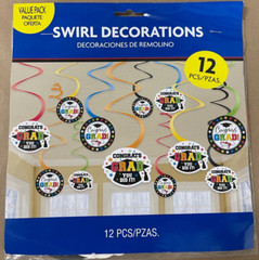 Graduation Decorations 2025 Pack of 12 Swirl Decorations Multicolor