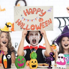 5 Pieces Summer Halloween Wooden Table Decorations Cute Spooky Centerpieces G…