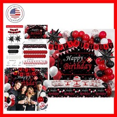 Red Birthday Decorations for Men Women Boys Girls, 75 PCS Red and Black Party…