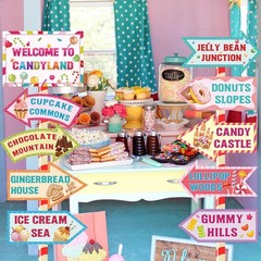 20 Pieces Candyland Decorations Welcome to Various, Pastel and vibrant colors