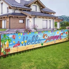 Hello Summer Beach Banner, Summer Party Decorations Outdoor Tropical Pool Lua…