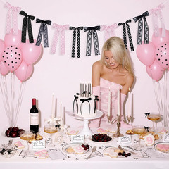 Black and Pink Polka Dot Bow Garland, Black Lace Ribbon Bows Banner Garland Deco