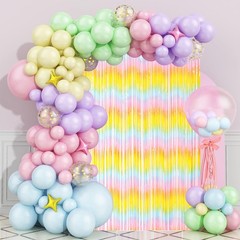 2 Pack Pastel Rainbow Foil Fringe Backdrop Curtains Tinsel Streamers for Party