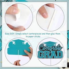 JOYMEMO Graduation Party Centerpiece Sticks 24pcs Teal Black 2025