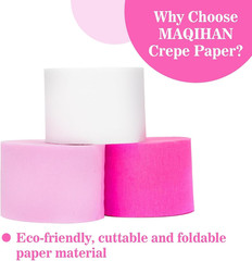 Pink Streamers – 6 Rolls 492Ft Crepe Paper Party Streamers for Valentine’S Mothe