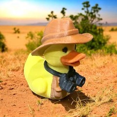 Safari Duck – 3D-Printed Duck with Hat, Binoculars & Jungle Explorer Outfit