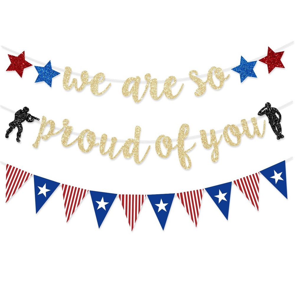 FHGG Military Going Away Party Decorations for 118 inches by 6.5 inches, glod