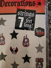 ROCK & ROLL Hanging Skulls, Flames, Stars & Guitars 7ft long Party Celebration