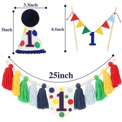 HODIHIWI Colourful Rainbow Dot 1st High Chair Banner Green Blue Yellow