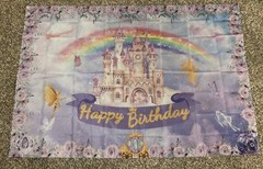 Princess Castle Happy Birthday Photo Backdrop Purple Pink Decoration