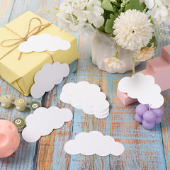 200 Pcs White Cloud Cutouts – 4 Inch Paper Cloud Shapes Die Cut Double Sided Cla