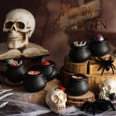 Meanplan Halloween Witch Party Favors Black Mini Cauldrons 2.8″ 12pcs