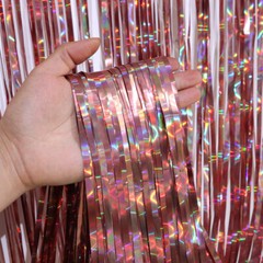 Glitter Fringe Foil Curtain Pastel Tinsel Tassel Ribbon Backdrop Wedding Party