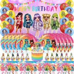 Rainbow High Birthday Party Supplies Set Plates Balloons Banner Birthday Gift