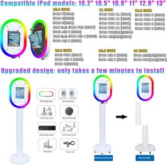 Photo Booth Stand RGB Ring Light for 10.2″-13″ iPad Wedding Party Rental Events