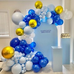 Royal Blue Gold White balloons, 60pcs 12 Inch Navy Blue Metallic Gold Confett…