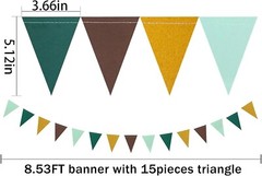 Sage-Green Gold Brown Party Decorations – 2 Pack Paper Pennant Banner Triangl…