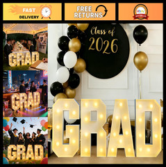 2.3 FT LED Light Up Marquee Letters – Class of 2026 Graduation Decor, Indoor/Out