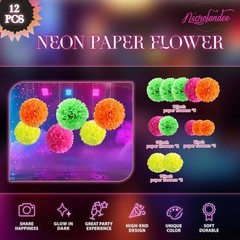 Party Decorations – 12 PCS Fluorescent Neon Tissue Pom Poms for , Wedding, Ba…