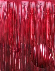 3.2 ft x 9.8 ft Metallic Tinsel Foil Fringe Curtains Party Photo 1 Burgundy