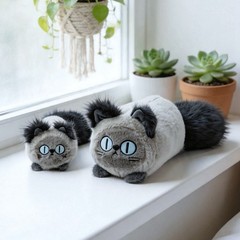 Cute Siamese Cat Plush Pillow Soft Fluffy Stuffed Kitty Cushion Home Decor