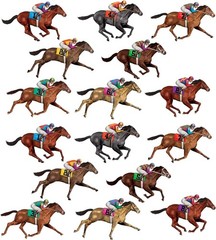 16 Piece Race Horse Themed Decorations for Derby Day – 29″ Cutouts & Backdrops